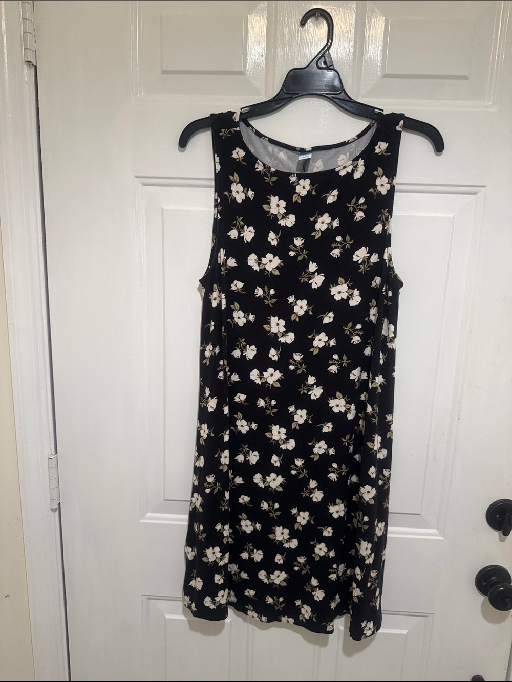 Black Floral Sleeveless Swing Dress